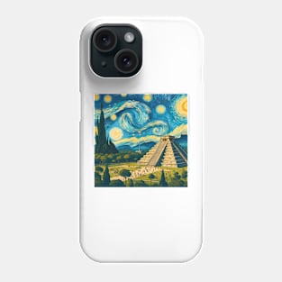 Chichen Itza, Mexico, in the style of Vincent van Gogh's Starry Night Phone Case