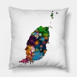 Spirograph Patterned Grenada Islands Map Pillow