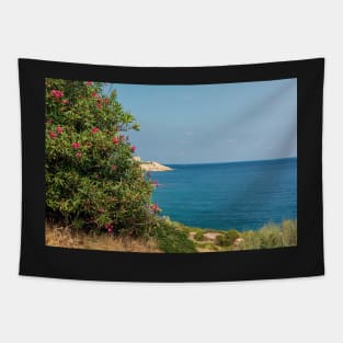 Nerium oleander flowers with sea Tapestry