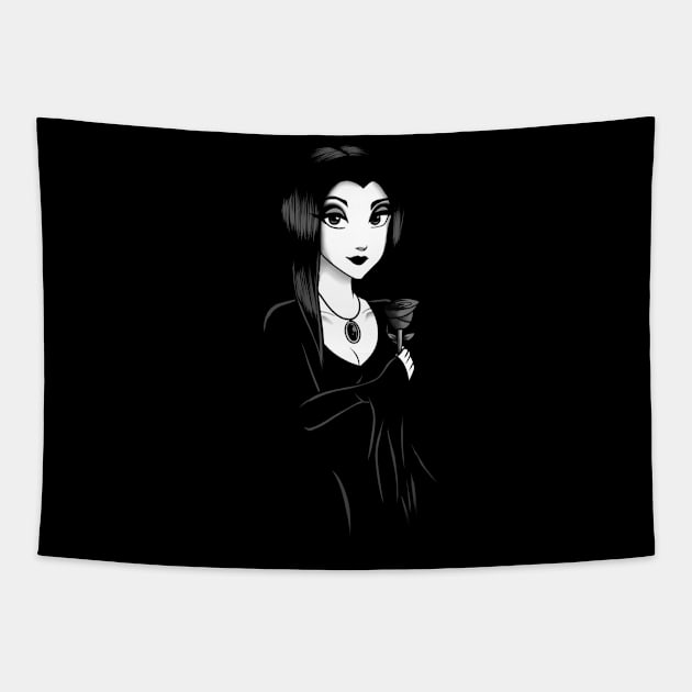 Morticia Addams Tapestry by The Decadent Crypt