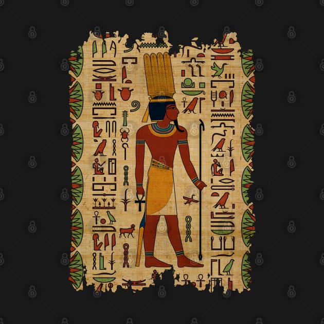 Egyptian Amun Ra - Amun Re Ornament on papyrus by Nartissima