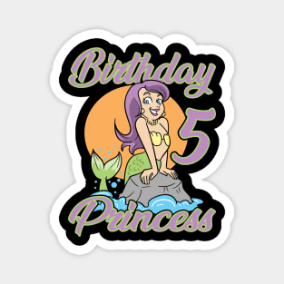 Fifth 5th Birthday Mermaid Princess Magnet