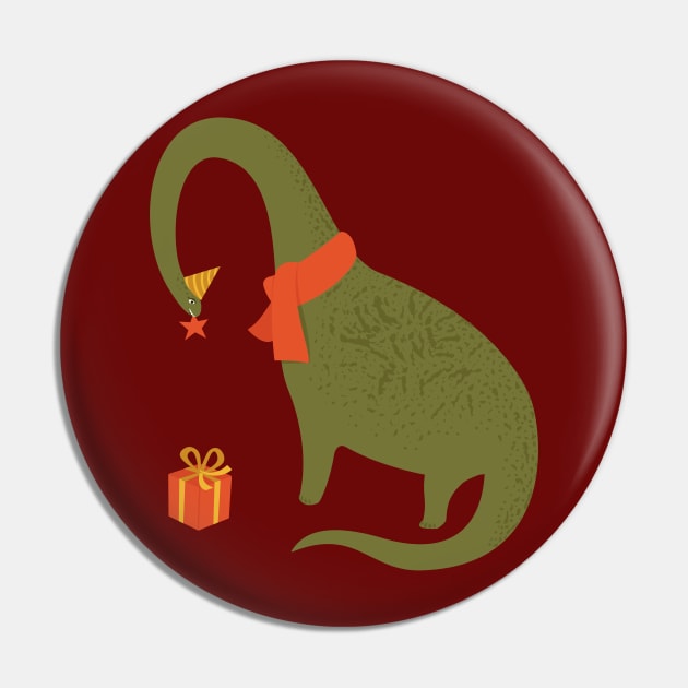 Christmas Brontosaurus Pin by RainbowAndJackson