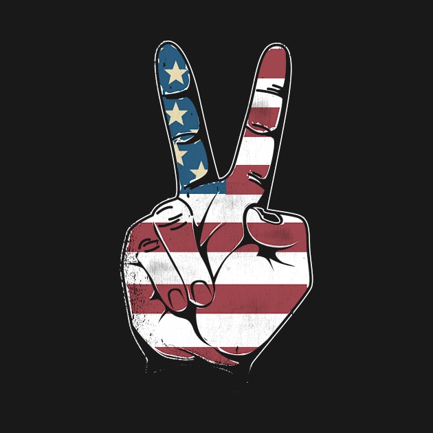 Vintage American Flag Big Peace Sign by paola.illustrations