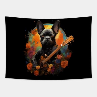 French Bulldog Playing Guitar Tapestry