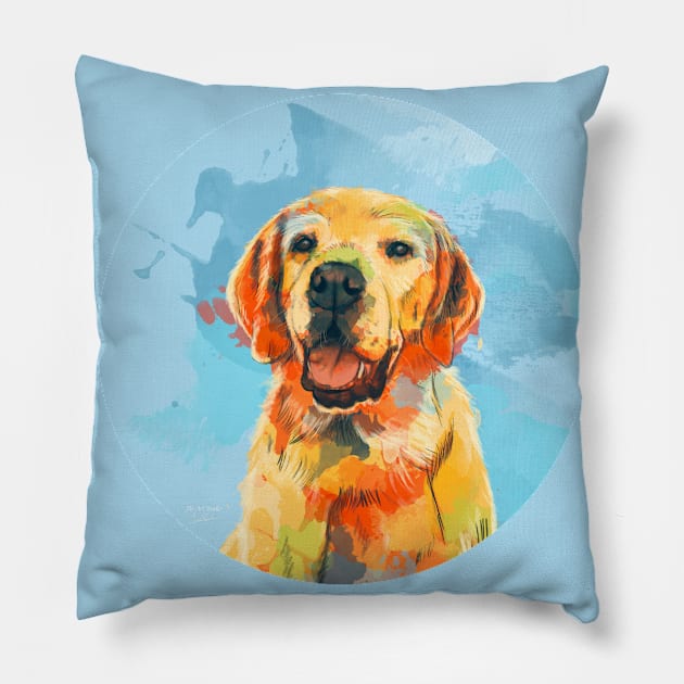 Man's Best Friend, Labrador Illustration Pillow by Flo Art Studio