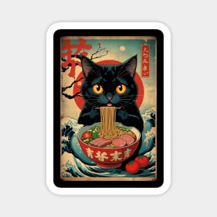 Unisex Anime Cat Ramen Japanese Funny Graphic Tees Kawaii Cat Anime Magnet