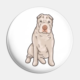 Adorable Shar Pei Gemma Sitting on White - Smaller Version Pin