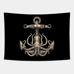 Anchor and Octopus Drawing Art Tapestry