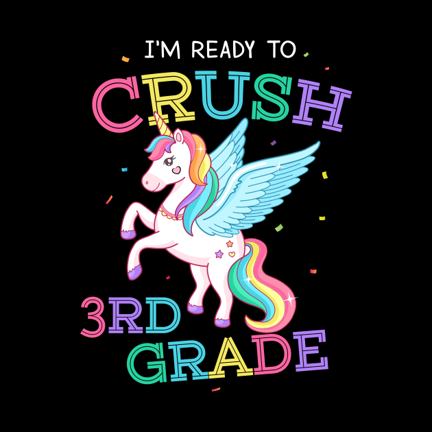 Back To School I'm Ready To Crush 3rd Grade Dabbing Unicorn by Ene Alda