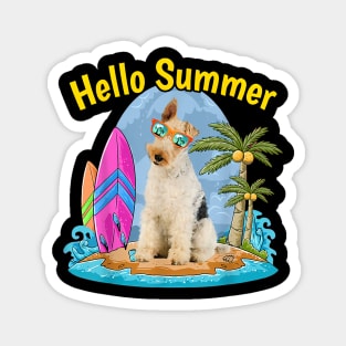Hawaiian Wire Fox Terrier Dog Tropical Floral Summer Vibes Magnet