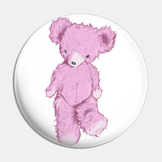 Pink Teddy Bear Pin by So Red The Poppy