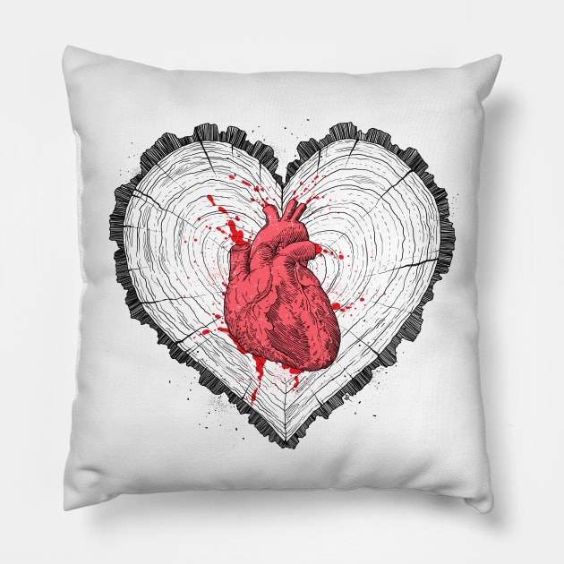 wooden heart Pillow by NikKor