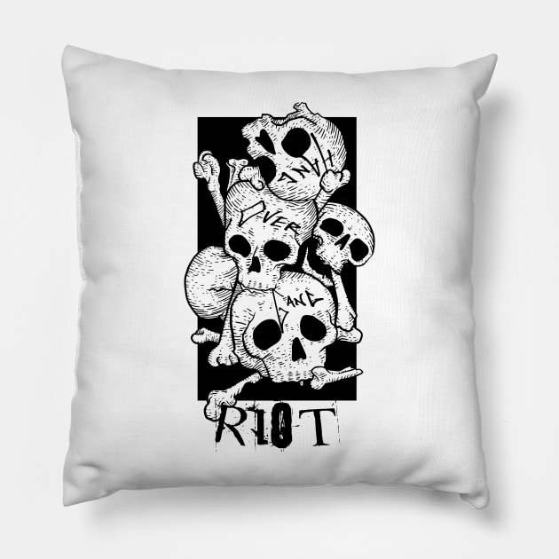 RIOT SKULL AND BONES. Pillow by Mey X Prints