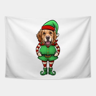 Golden Retriever Christmas Elf Tapestry