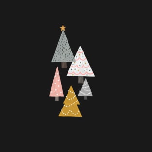 Christmas Trees on Black T-Shirt