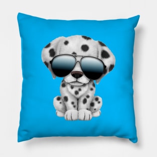 Cute Dalmatian Puppy Dog Wearing Sunglasses Pillow