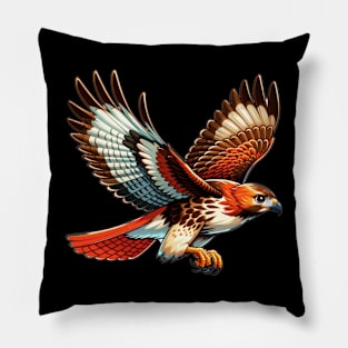 Flying Red Tailed Hawk Pillow