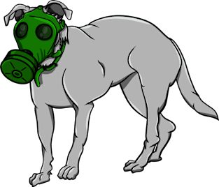 Dog Wearing A Gas Mask Magnet