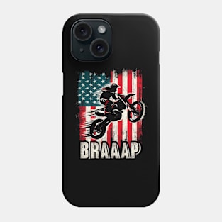 Braaap American Flag Dirt Bike Phone Case