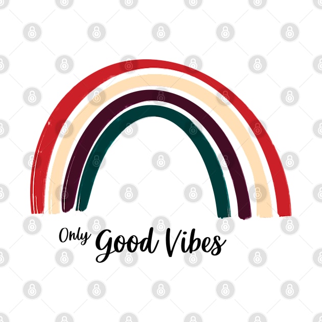 Only good vibes. Rainbow gift boho t-shirt by Lobster Pixels