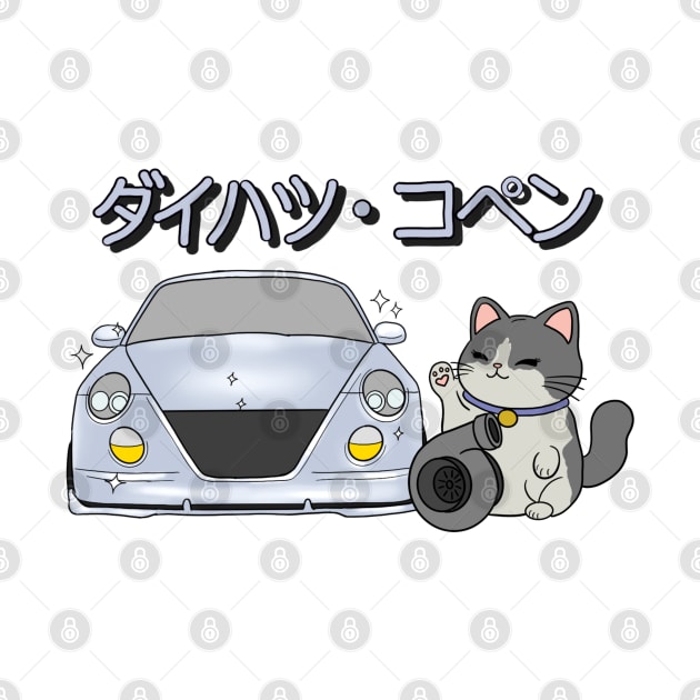 Silver Daihatsu Copen & Maneki-Neko by Sakuraarts