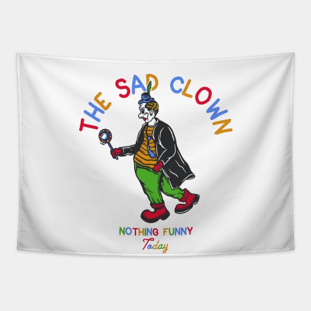 Sad Clown Illustration With Lolipop Tapestry by Merchsides