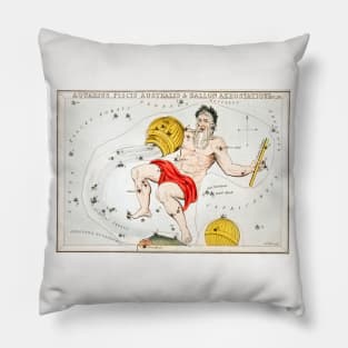 The zodiacs Aquarius, Piscis Australis and Ballon Aerostatique by Sidney Hall (1831) Pillow