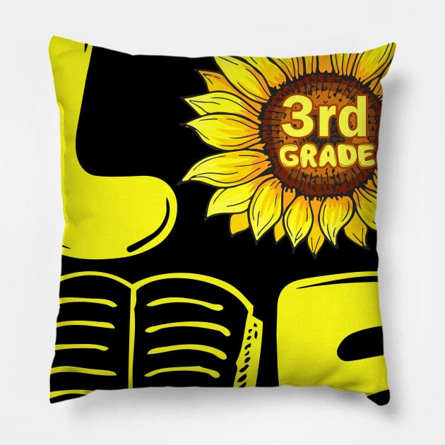 Love Third Grade Sunflower Funny Back To School Teacher Gift Pillow by hardyhtud