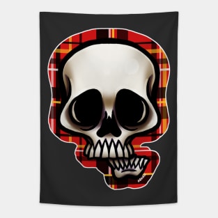 Red Plaid Skull Tapestry