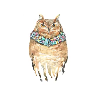 Watercolor Fancy Glamorous Owl T-Shirt