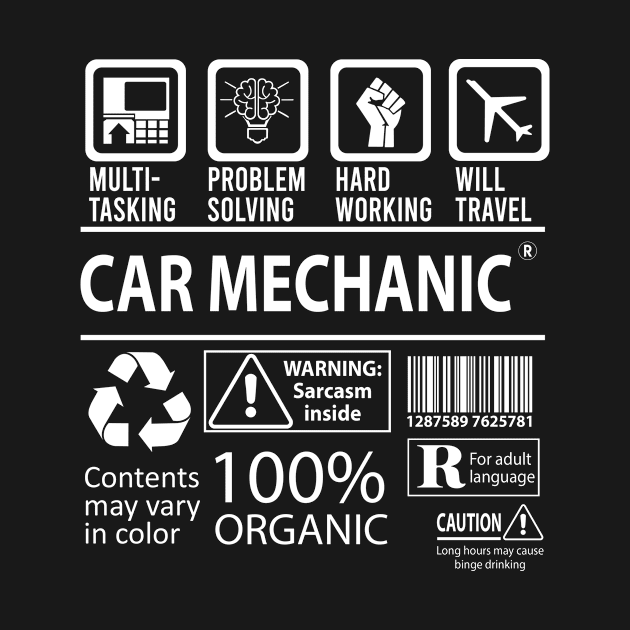 Car Mechanic T Shirt - MultiTasking Certified Job Gift Item Tee by Aquastal