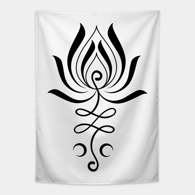 Simple Lotus Symbol Yoga Unalome Tattoo - Lotus Flower - Tapestry | TeePublic Simple Lotus Symbol Yoga Unalome Tattoo - Lotus Flower - Tapestry | TeePublic