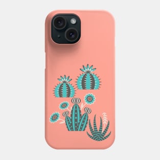 DESERT GARDEN CACTUS SUCCULENTS Retro Mid-Century Graphic Turquoise Black White - UnBlink Studio by Jackie Tahara Phone Case