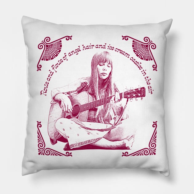 Joni Mitchell // Retro 1970s Style Fan Art Design Pillow by DankFutura