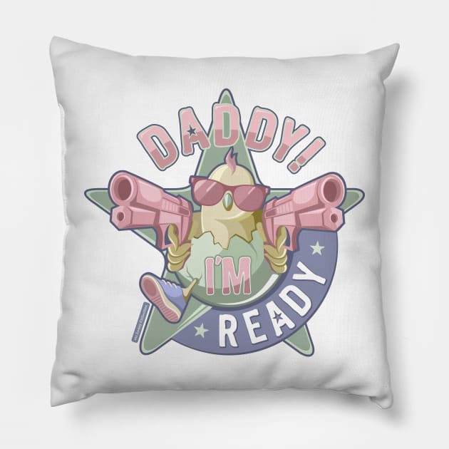 Daddy, I'm Ready / green-pink edition Pillow by mr.Lenny Loves ...