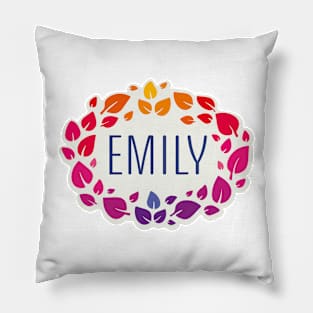 Emily name with colorful leaves Pillow