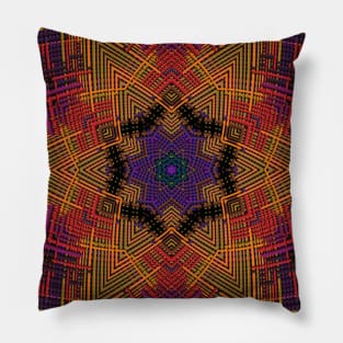 Weave Mandala Purple Yellow and Orange Pillow