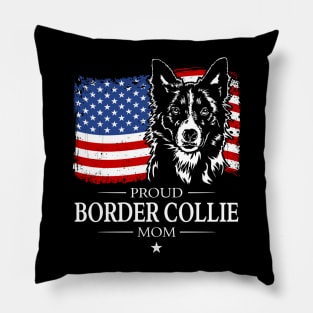 Proud Border Collie Mom American Flag patriotic dog Pillow