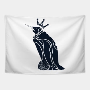 silhouette illustration of crowned penguin Tapestry