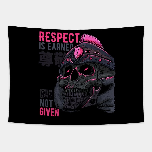 Respect is Earned Warrior Skull Tapestry by TOKEBI