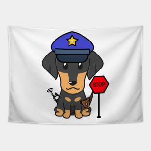 Funny Dahshund Policeman Tapestry