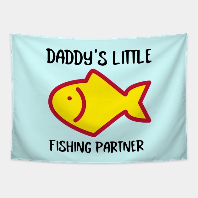 Daddy's Little Fishing Partner | Cute Fishing Tapestry by KidsKingdom