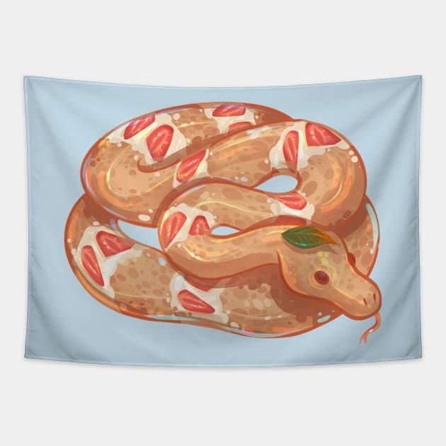 Strawberry Snake Cake Tapestry by Claire Lin