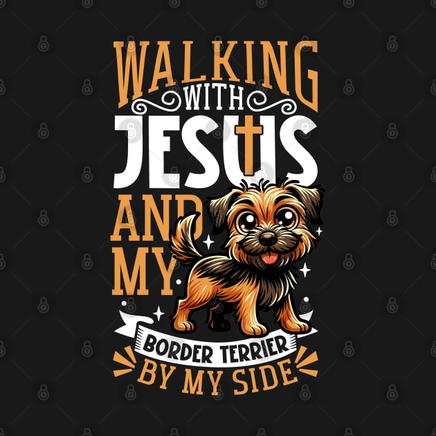 Jesus and dog - Border Terrier by Modern Medieval Design