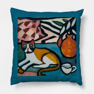 Cat Still Life in Style of Henri Matisse Pillow