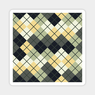 Argyle Pattern Green Yellow and Slate Magnet