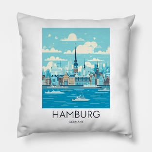 A Pop Art Travel Print of Hamburg - Germany Pillow