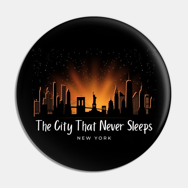 The City That Never Sleeps Pin by Kenny The Bartender's Tee Emporium