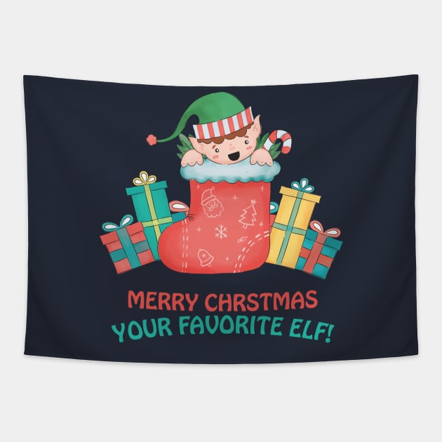 Santas Little Helper - Happy Christmas and a happy new year! - Available in stickers, clothing, etc Tapestry by Crazy Collective